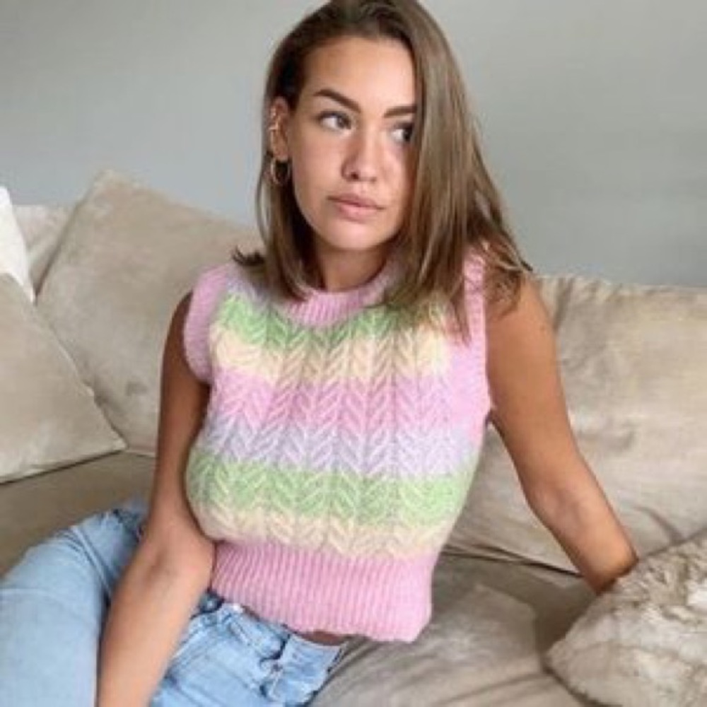 zara pastel rainbow striped vest